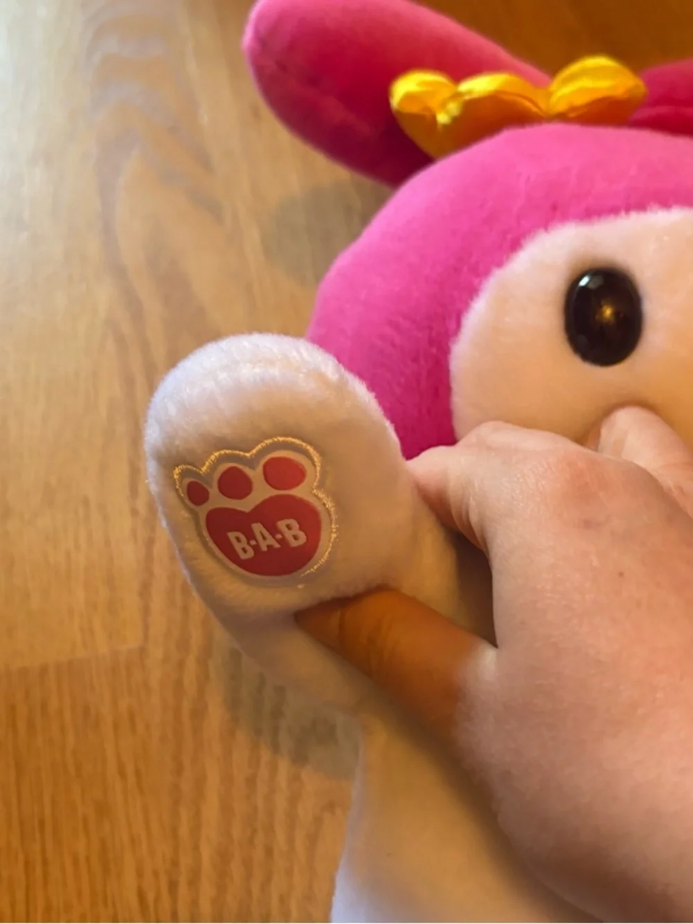 Build-A-Bear My Melody Pink Cream Bunny Plush Yellow Bow Stuffed Animal